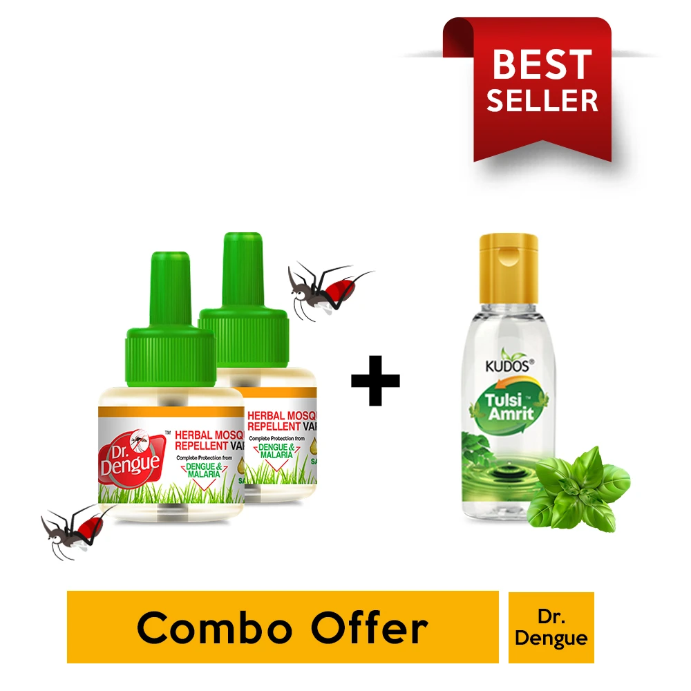 Buy 2 Dr. Dengue Herbal Mosquito Liquid Vaporizer & Get 1 Tulsi Amrit 15ml Free