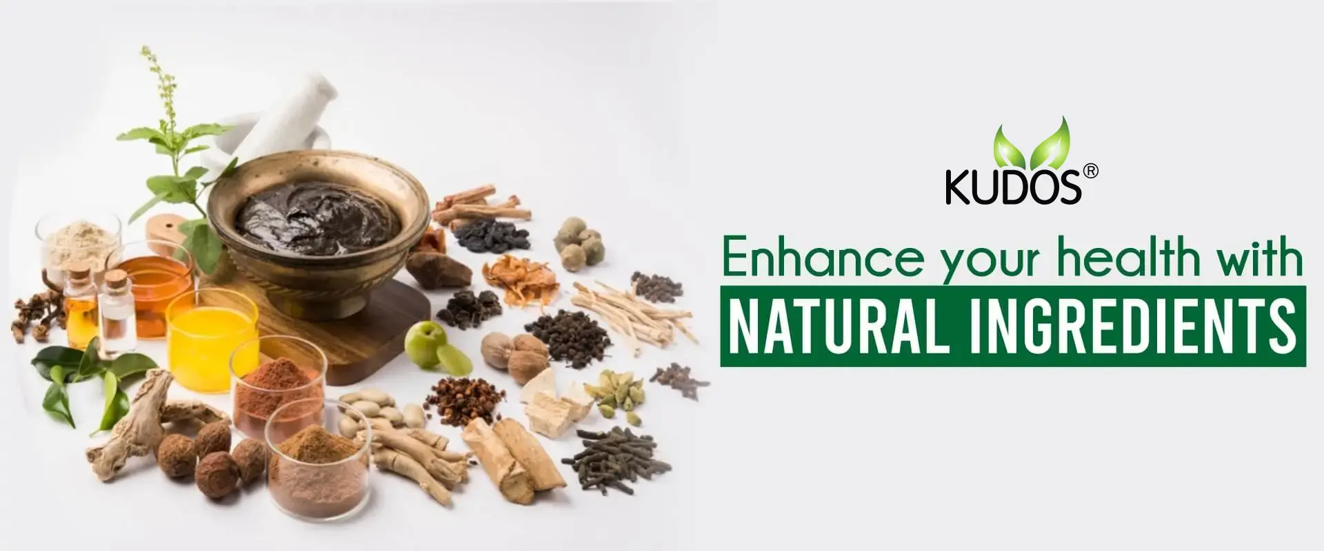 Enhance your health with natural Ayurvedic ingredients by Kudos Ayurveda